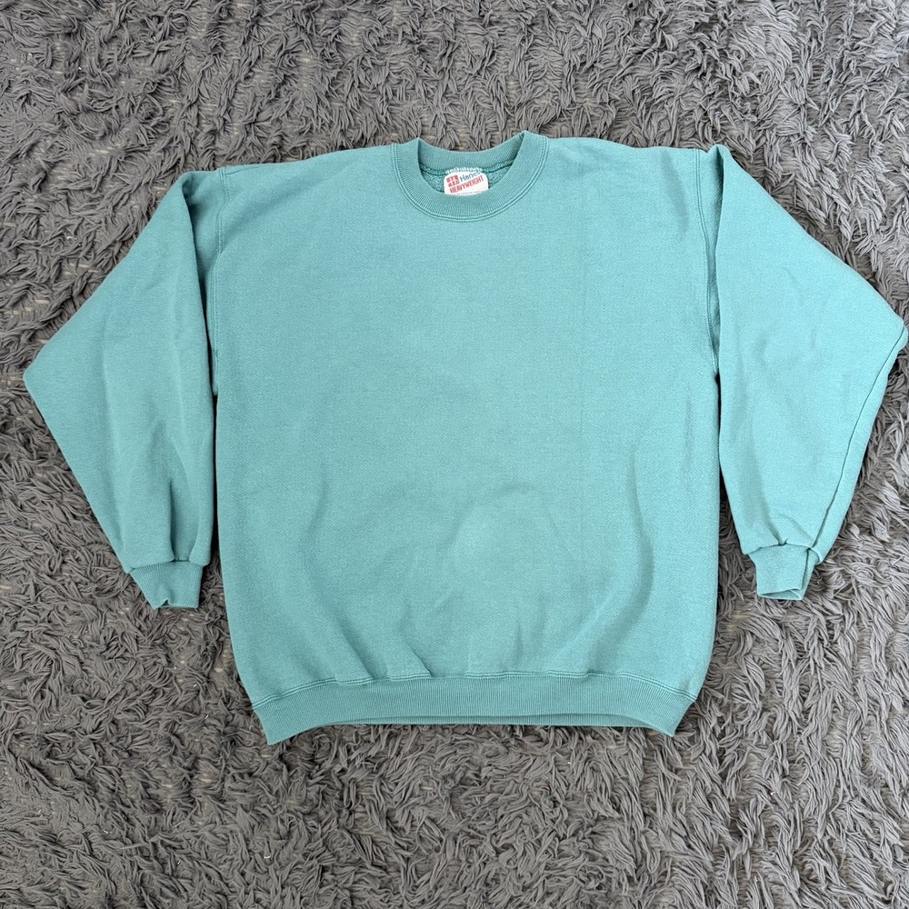 Vintage Blank Sweatshirt Mens Large Blue USA Pullover Long Sleeve 90s Crewneck